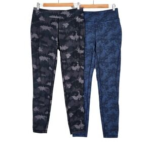 Paradox Women's Merino Wool Blend Navy Space Dye Camo Leggings Lot 2 Large